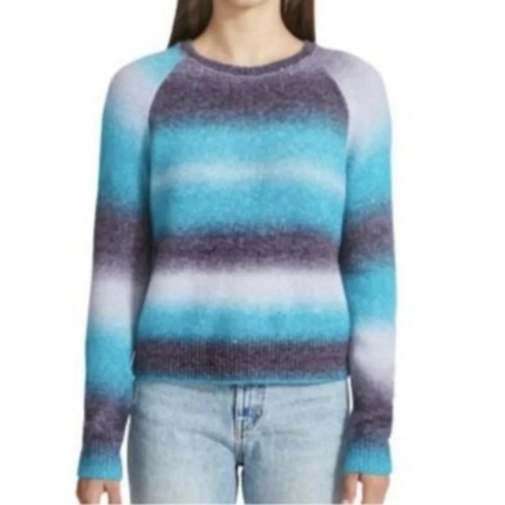 Womens BB DAKOTA By Steve Madden crew neck sweater blue stripe large new